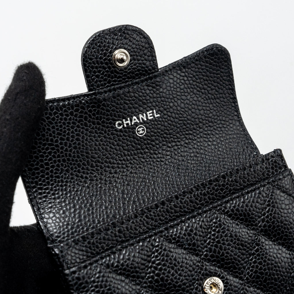 CHANEL CLASSIC FLAP CARD HOLDER CAVIAR BLACK SHW (MICROCHIP)