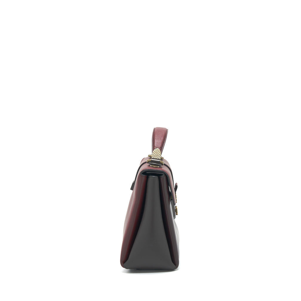 BOTTEGA VENETA PIAZZA TOP HANDLE BAG BURGUNDY
