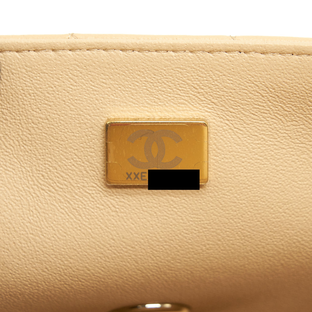 CHANEL 22C MINI RECTANGULAR FLAP BAG LAMBSKIN BEIGE LGHW