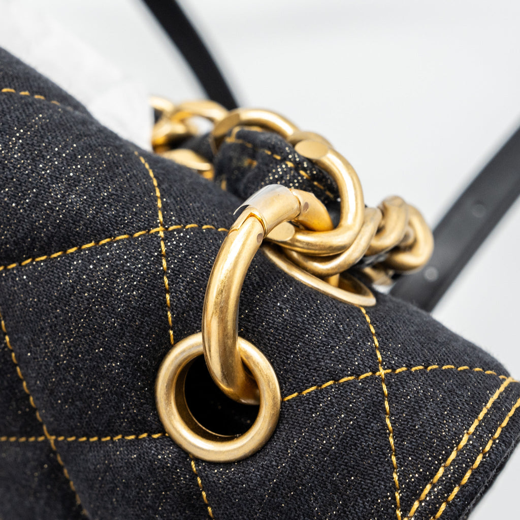 CHANEL 23S FLAP BACKPACK DENIM DARK BLUE BRUSHED GHW (MICROCHIP)