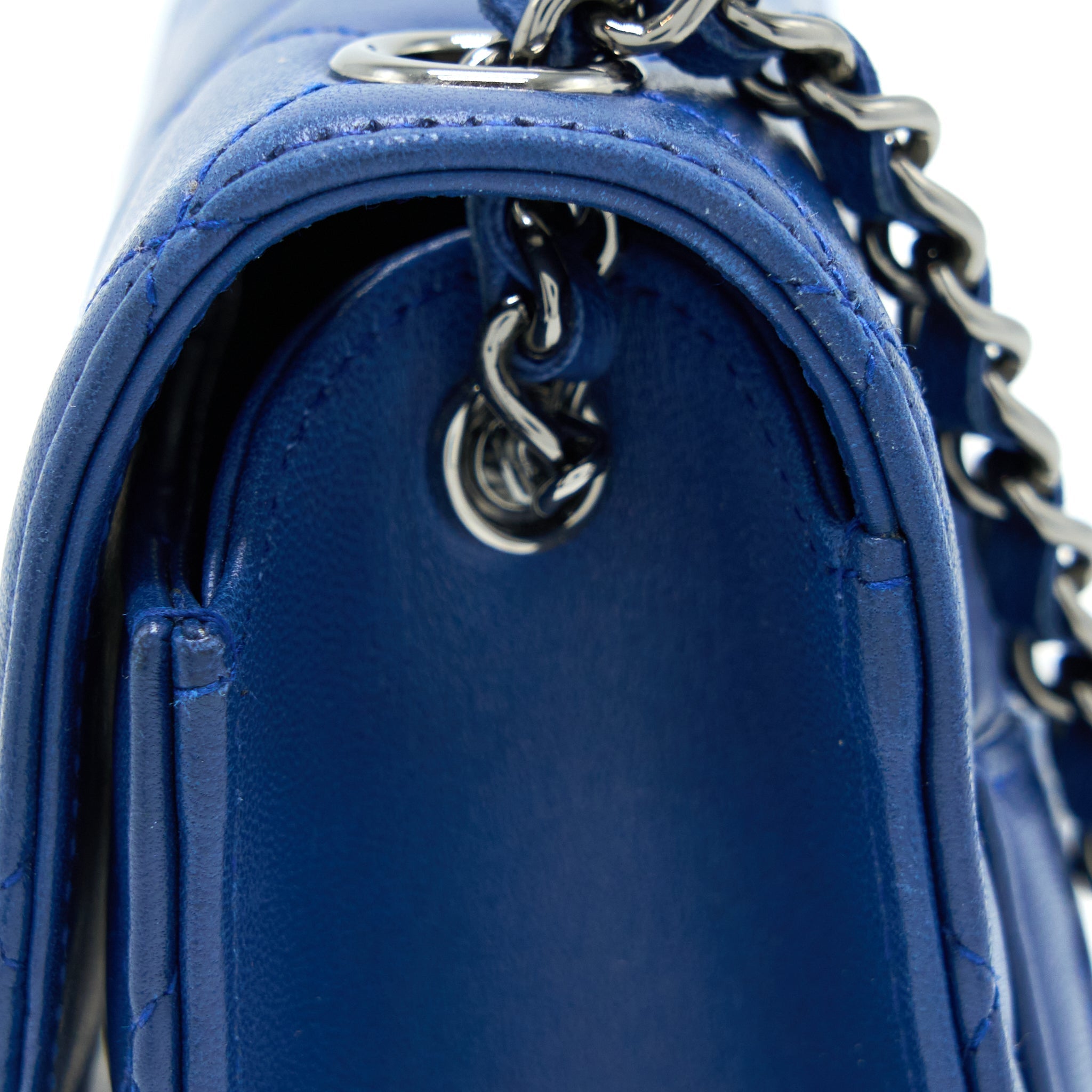 CHANEL FLAP PHONE CASE LAMBSKIN BLUE SHW