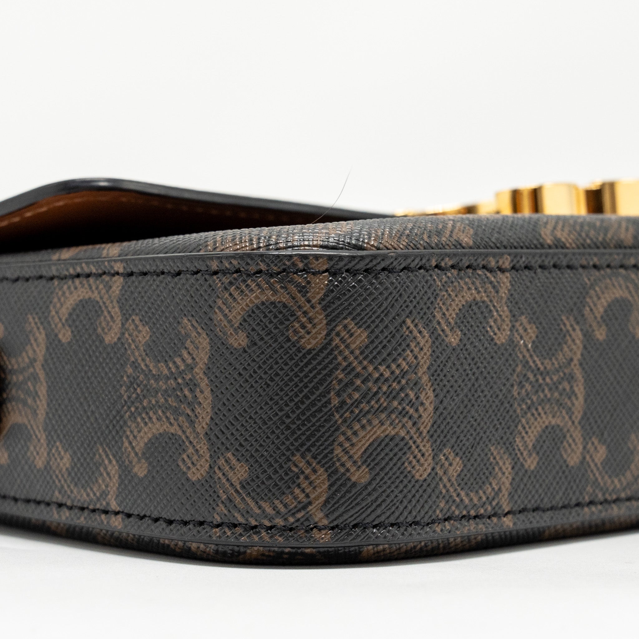 CELINE TRIOMPHE SHOULDER BAG TRIOMPHE CANVAS/CALFSKIN TAN GHW