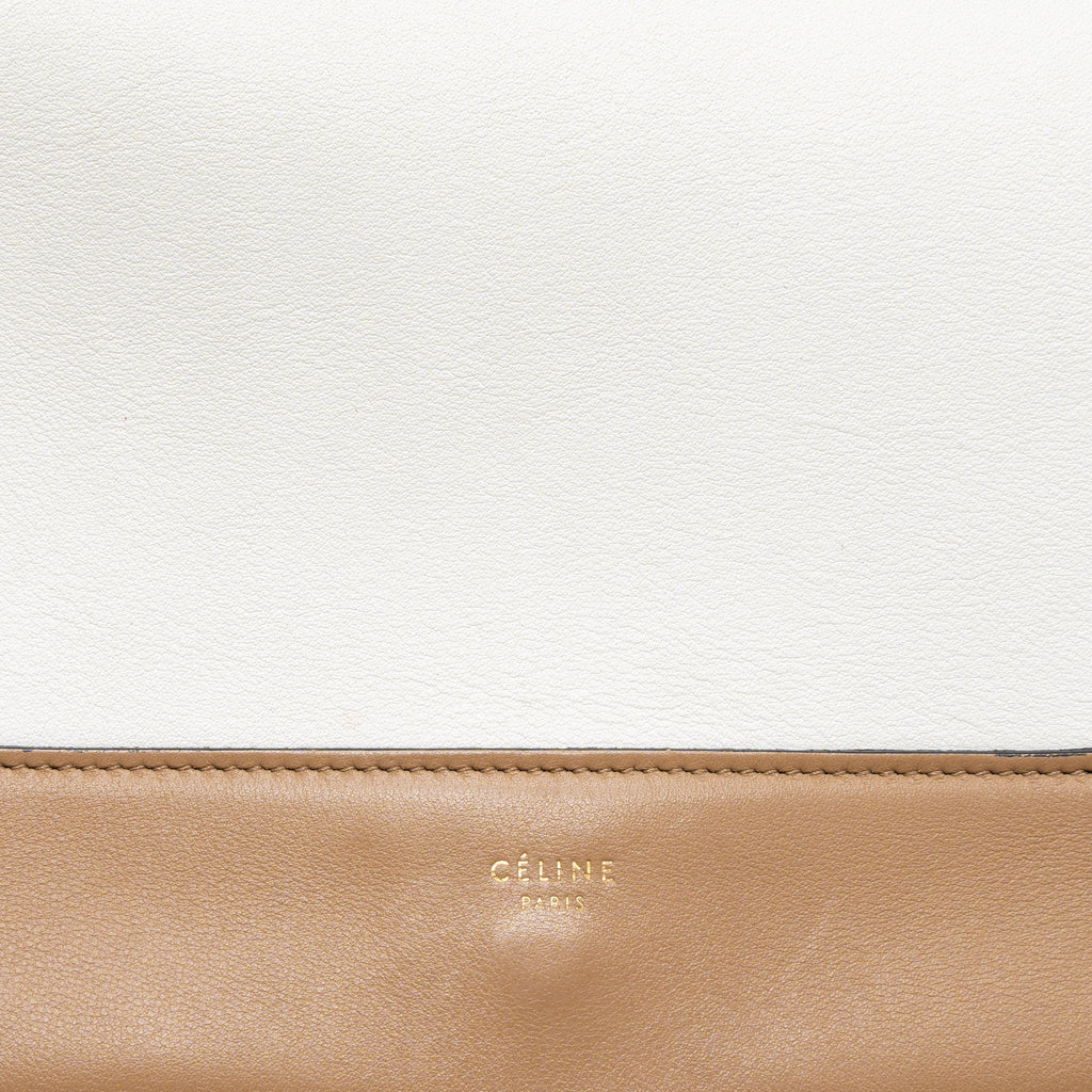CELINE FRAME BAG CALFSKIN CREAM/BROWN BRUSHED GHW