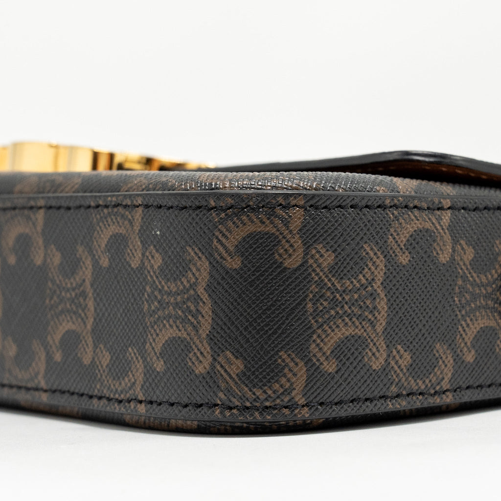 CELINE TRIOMPHE SHOULDER BAG TRIOMPHE CANVAS/CALFSKIN TAN GHW