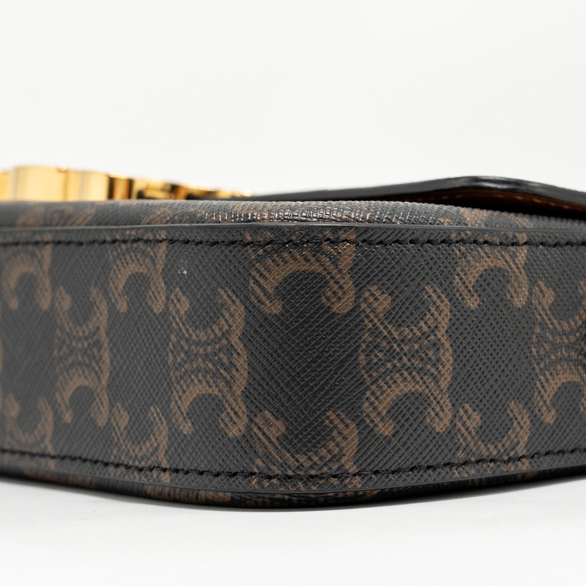 CELINE TRIOMPHE SHOULDER BAG TRIOMPHE CANVAS/CALFSKIN TAN GHW