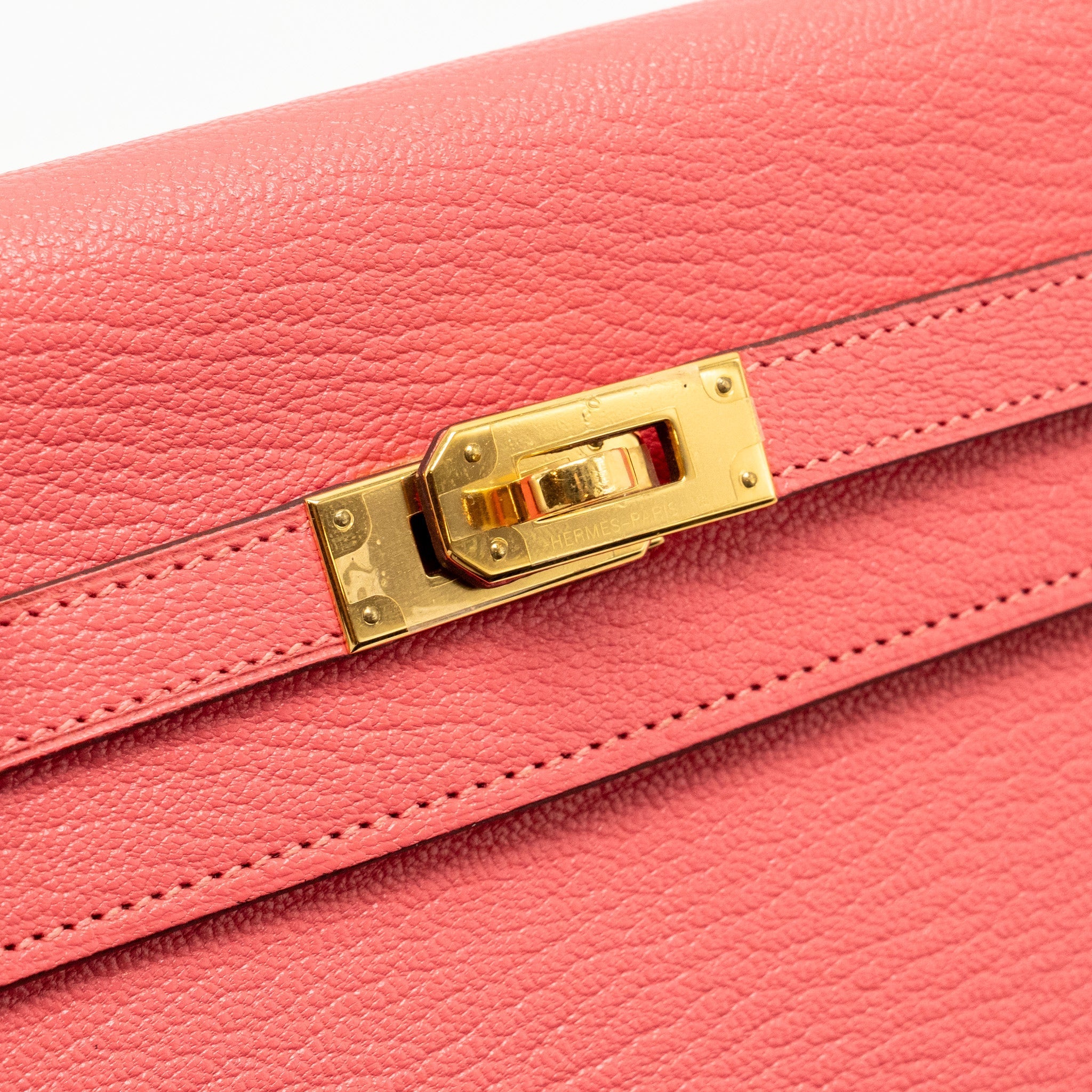 HERMES KELLY LONG WALLET CHÈVRE MYSORE ROSE LIPSTICK GHW
