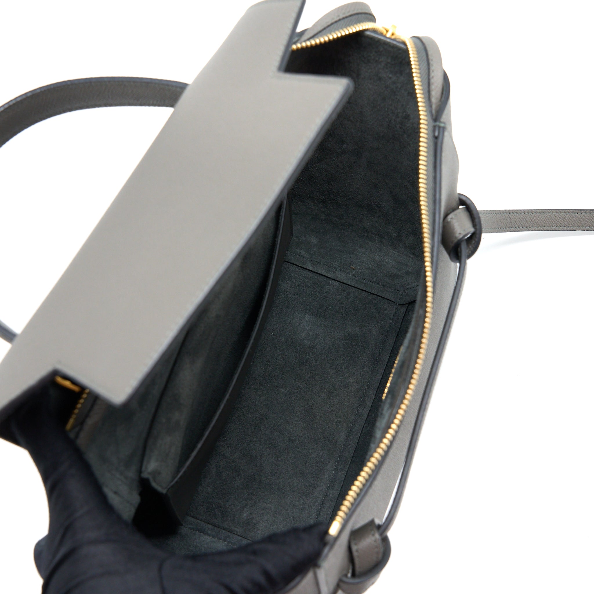 CELINE MICRO BELT BAG GRAINED CALFSKIN GREY GHW