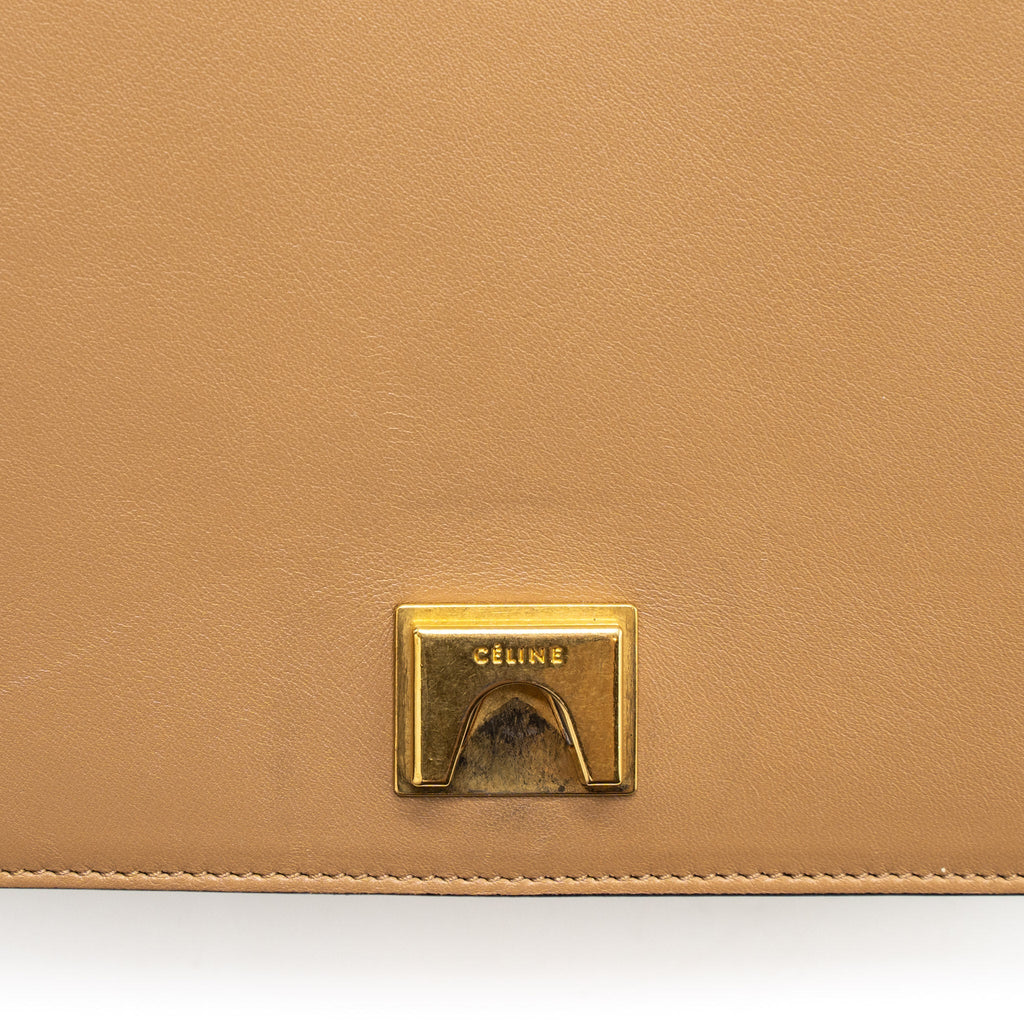 CELINE FRAME BAG CALFSKIN CREAM/BROWN BRUSHED GHW
