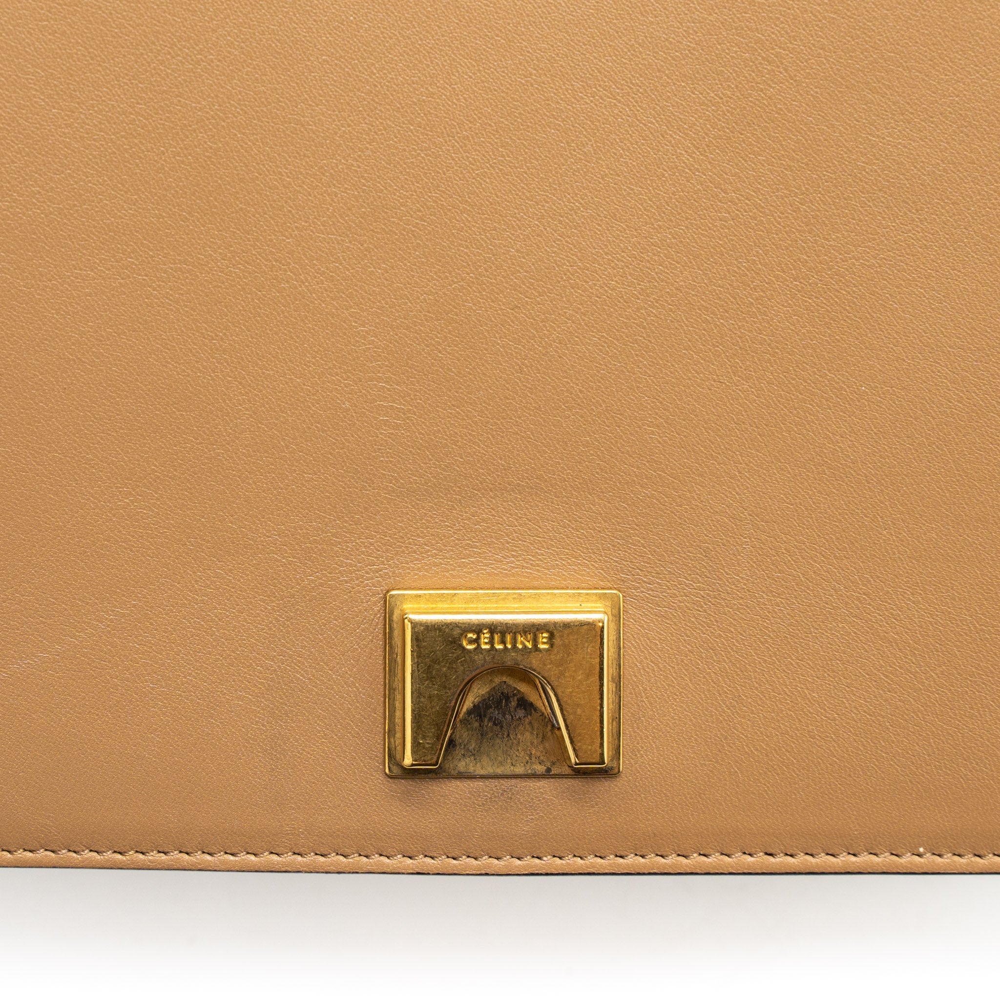 CELINE FRAME BAG CALFSKIN CREAM/BROWN BRUSHED GHW