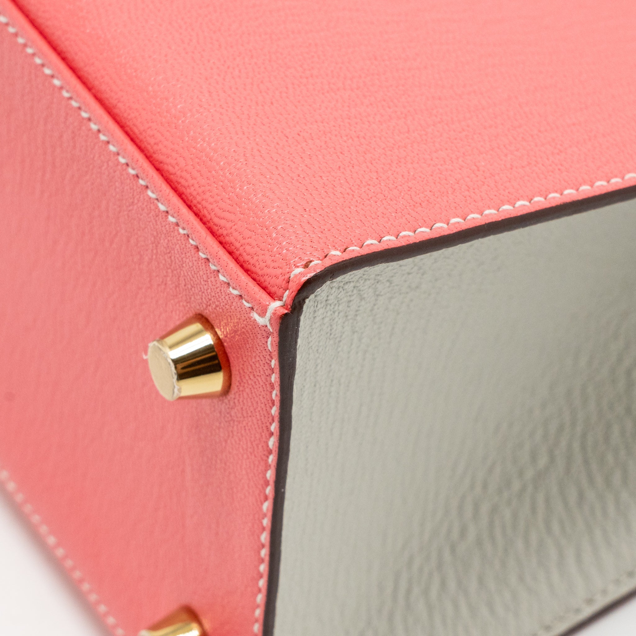 HERMES KELLY 25 SPECIAL ORDER CHÈVRE MYSORE ROSE LIPSTICK / GRIS PERLE GHW