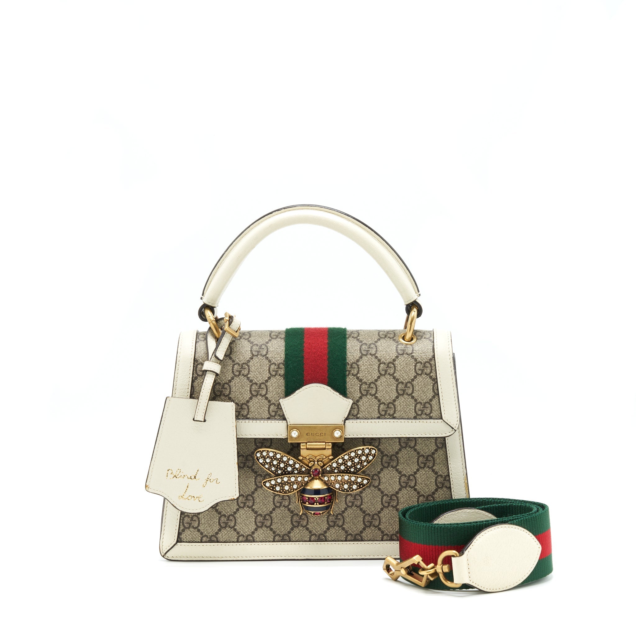 GUCCI QUEEN MARGRATE TOP HANDLE BAG GG SUPREME COATED CANVAS