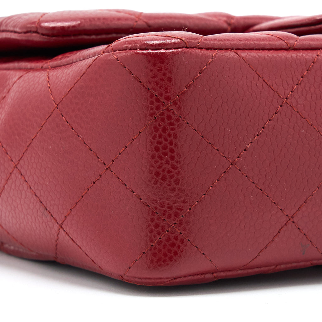 CHANEL MINI RECTANGULAR FLAP BAG CAVIAR RED SHW