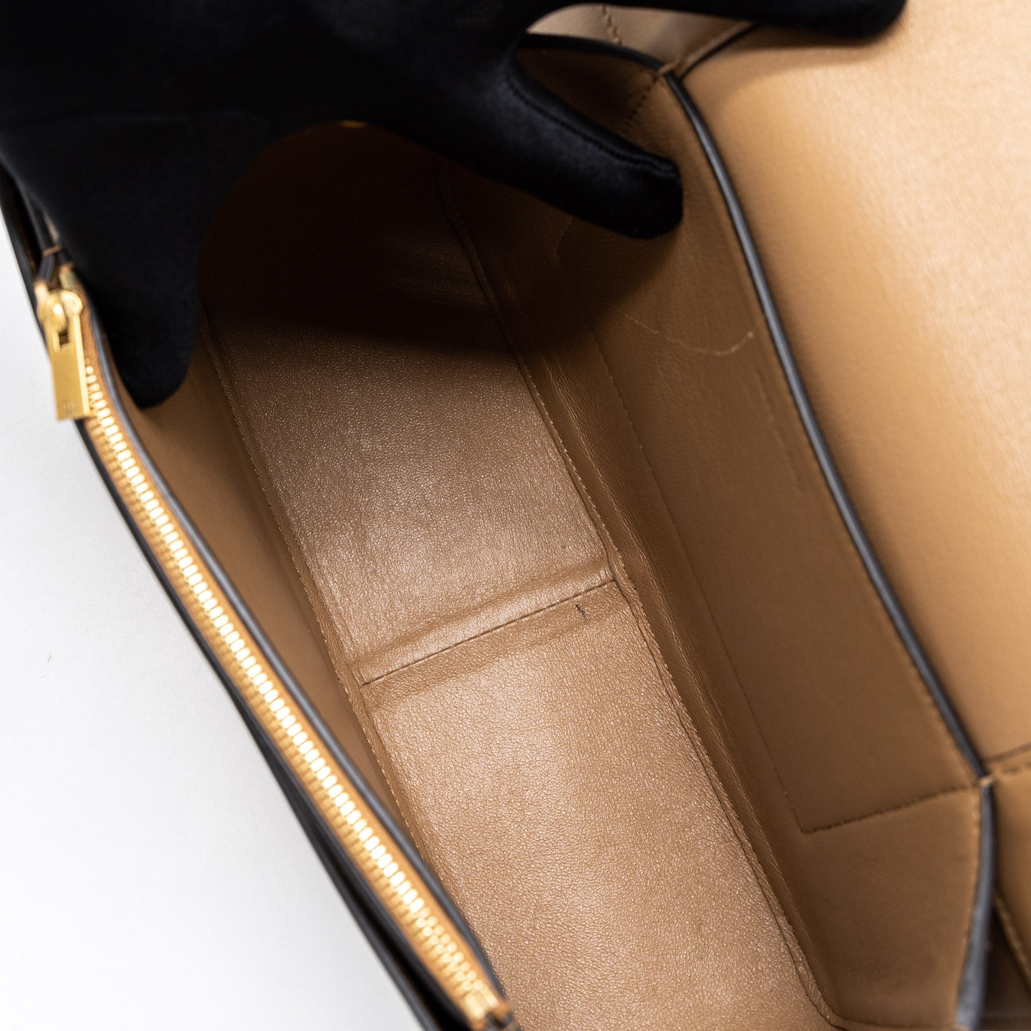 CELINE FRAME BAG CALFSKIN CREAM/BROWN BRUSHED GHW
