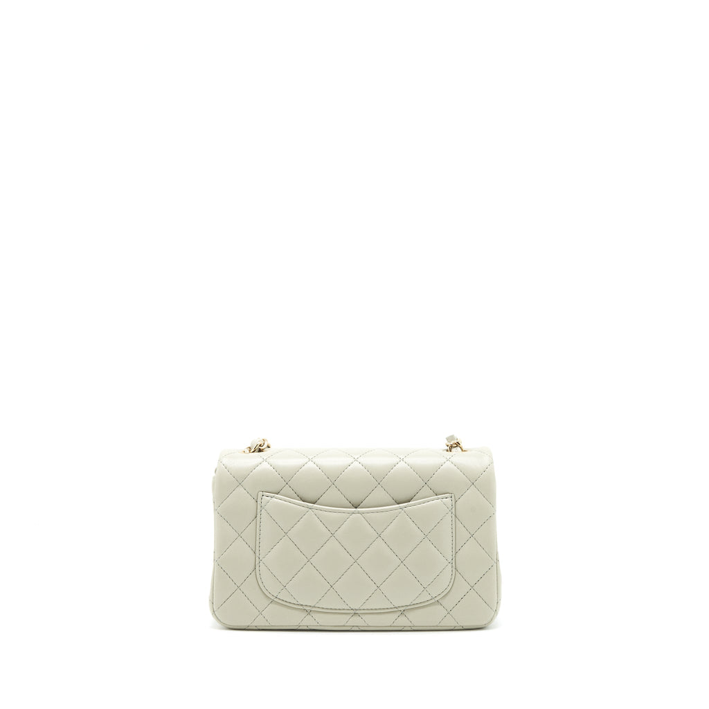 CHANEL MINI RECTANGULAR FLAP BAG LAMBSKIN LIGHT GREY LGHW (MICROCHIP)