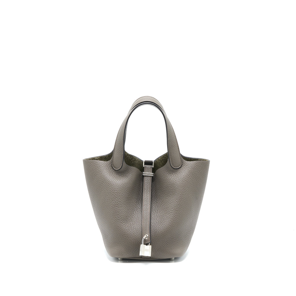 HERMES PICOTIN 18 LOCK BAG CLEMENCE GRIS ETAIN SHW