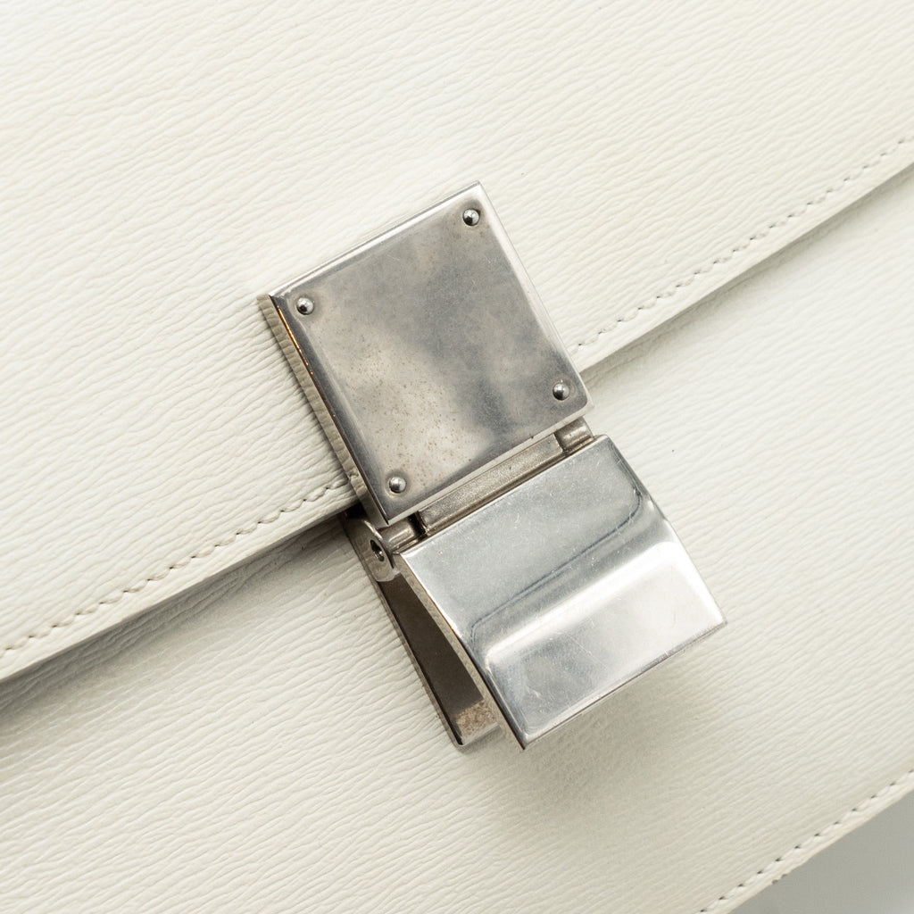 CELINE MEDIUM CLASSIC BOX BAG CALFSKIN WHITE SHW
