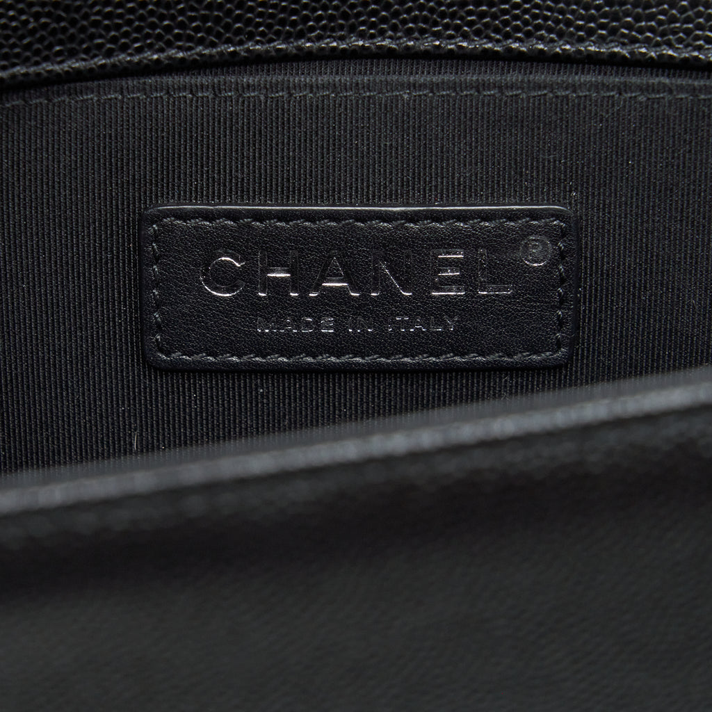 CHANEL SMALL BOY BAG CAVIAR BLACK RUTHENIUM SLIVER HARDWARE