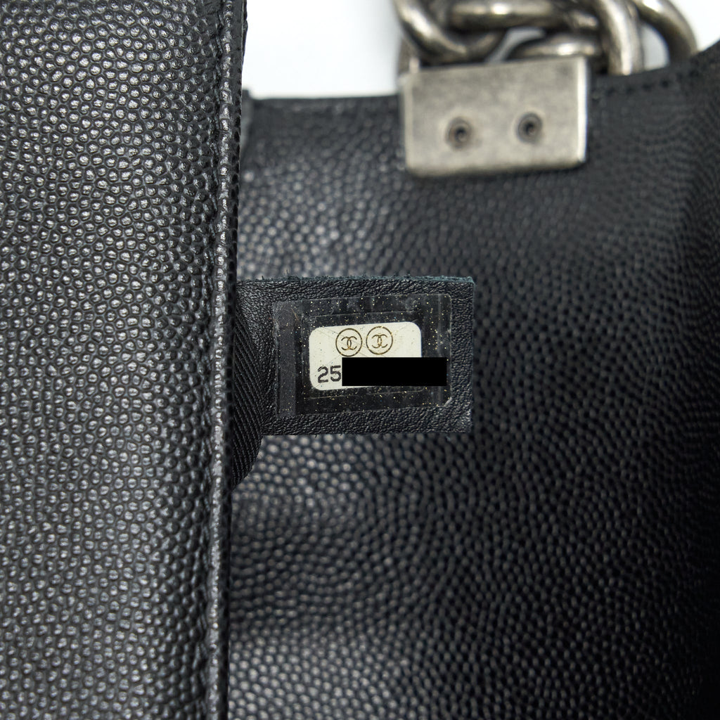 CHANEL SMALL BOY BAG CAVIAR BLACK RUTHENIUM SLIVER HARDWARE