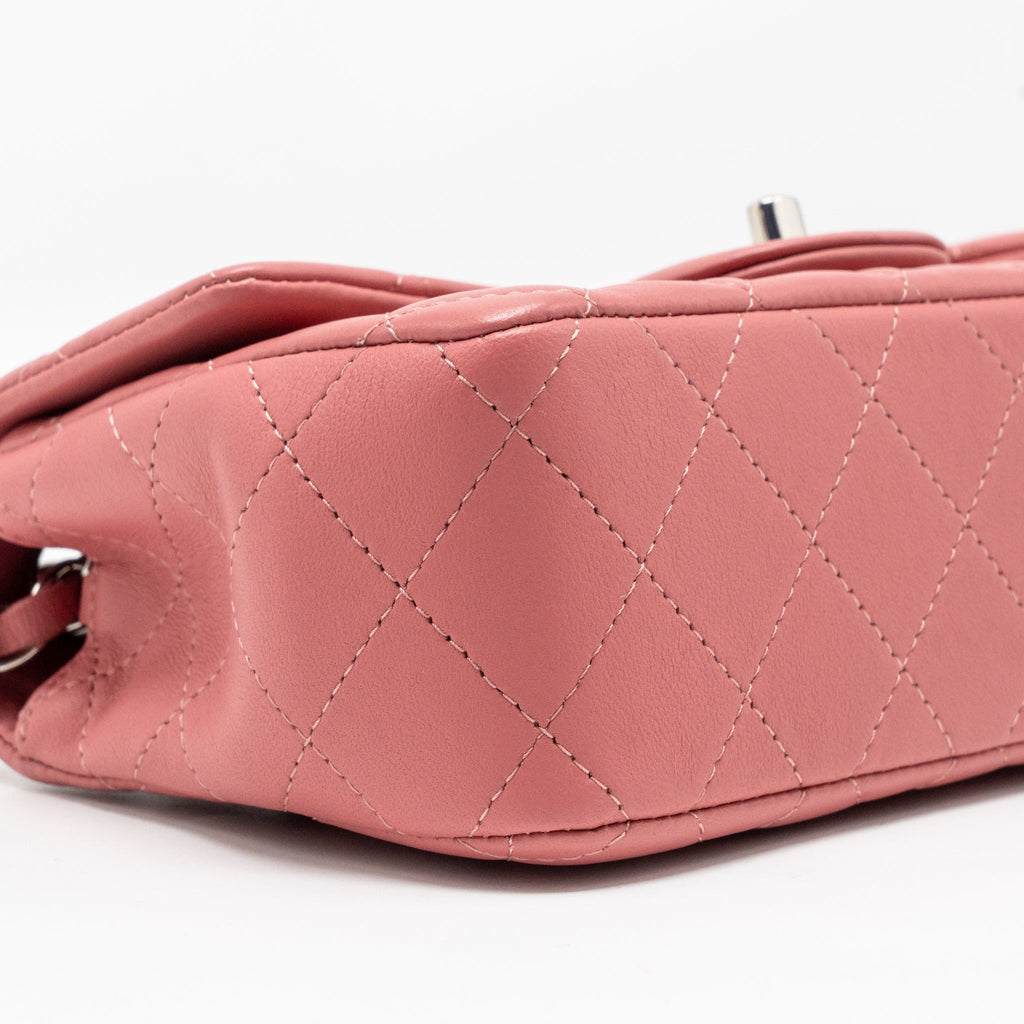 CHANEL MINI RECTANGULAR FLAP BAG LAMBSKIN PINK SHW
