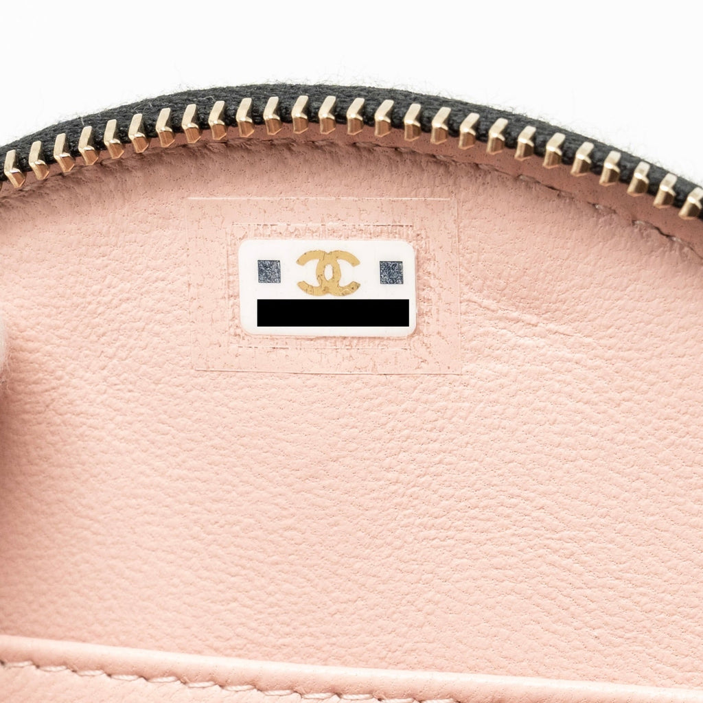 CHANEL 22B TOP HANDLE MINI ROUND VANITY CASE WITH CHAIN SHINY LAMBSKIN BLACK LGHW (MICROCHIP)
