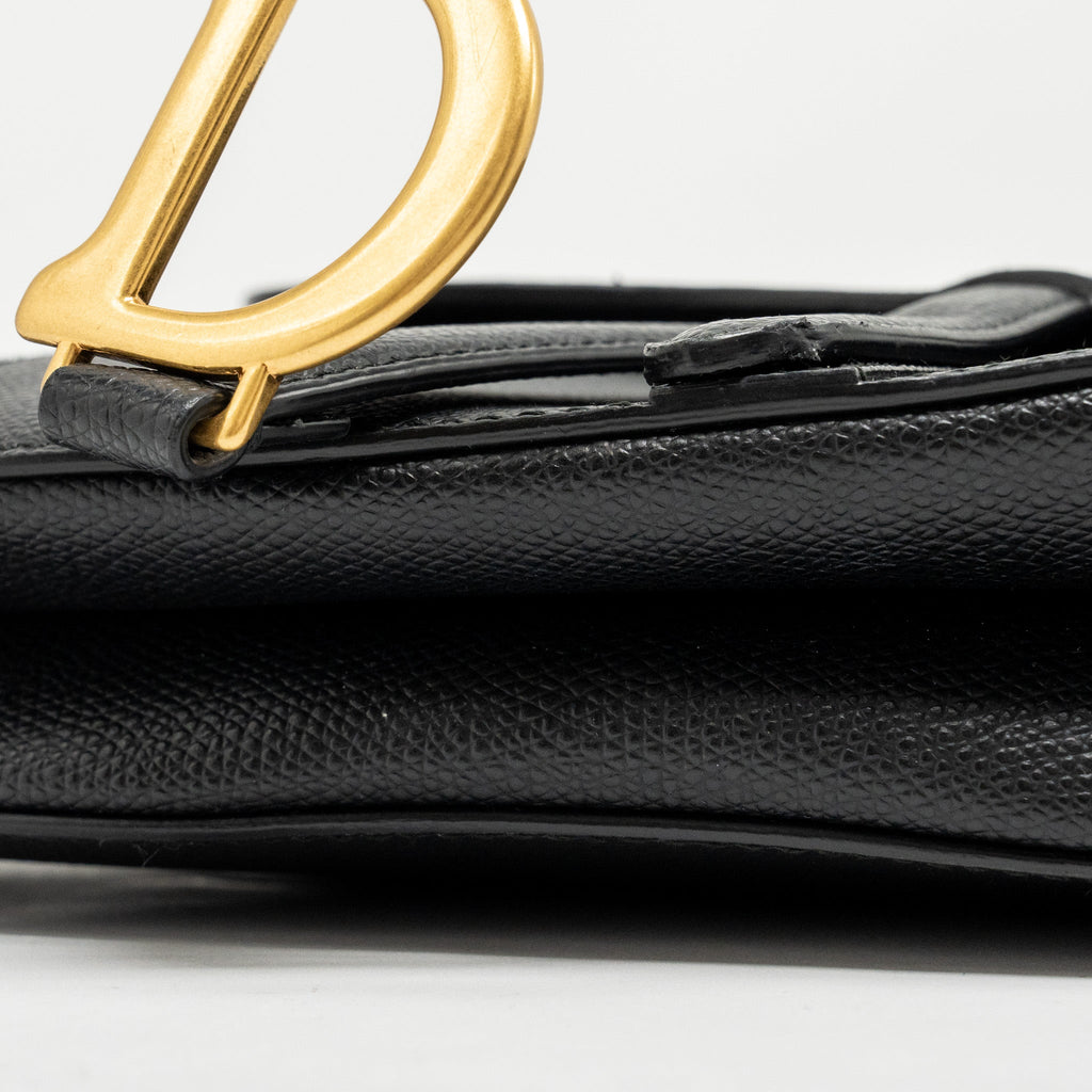 DIOR MINI SADDLE BAG CALFSKIN BLACK GHW