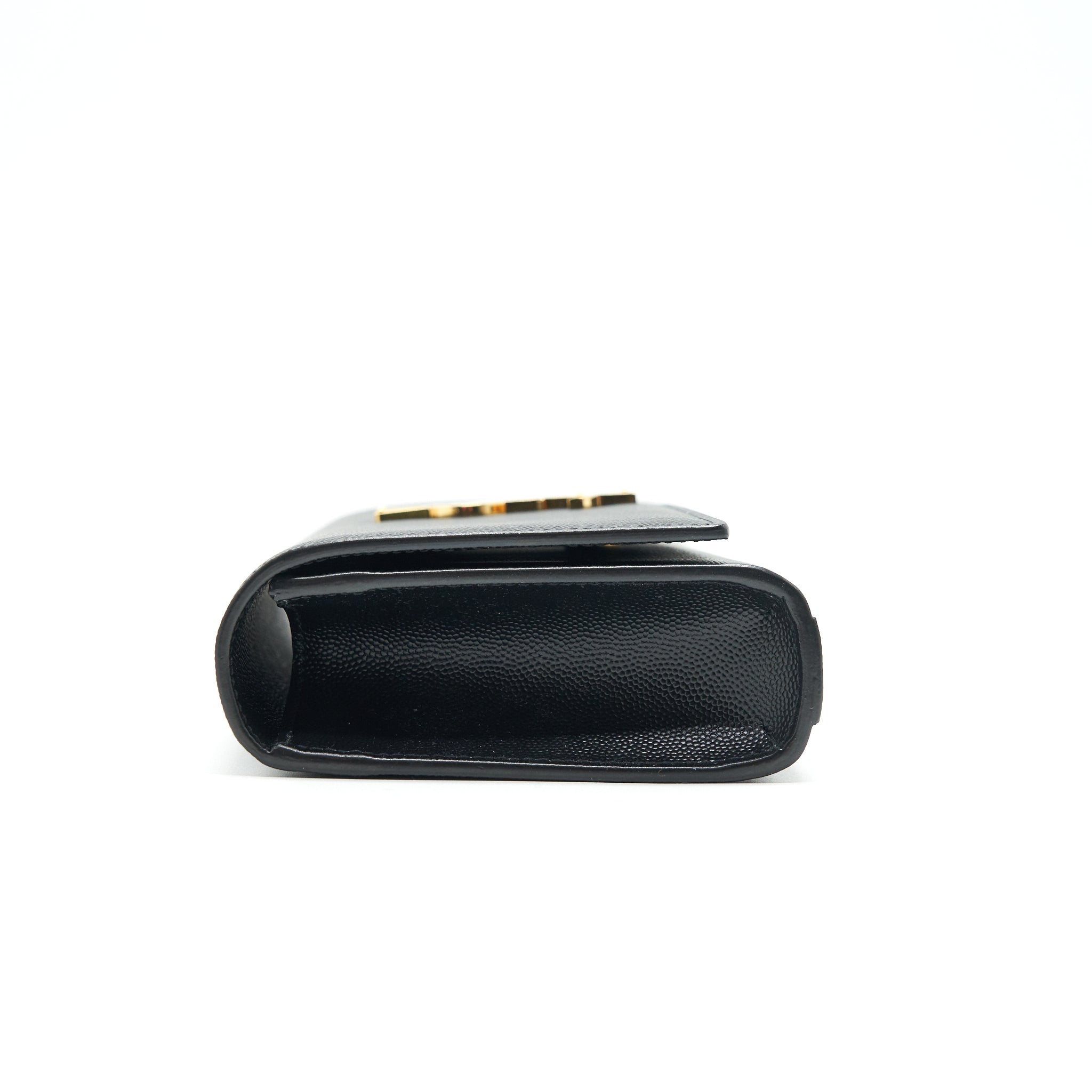 SAINT LAUREN KATE CLUTCH IN GRAIN DE POUDRE EMBOSSED LEATHER BLACK GHW