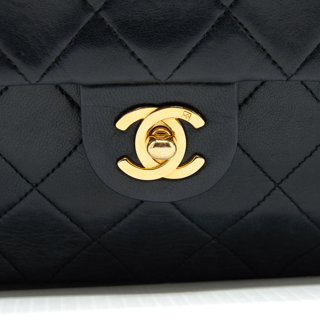 CHANEL VINTAGE SMALL FLAP BAG LAMBSKIN BLACK GHW