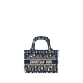 DIOR MINI BOOK TOTE BLUE OBLIQUE EMBROIDERY