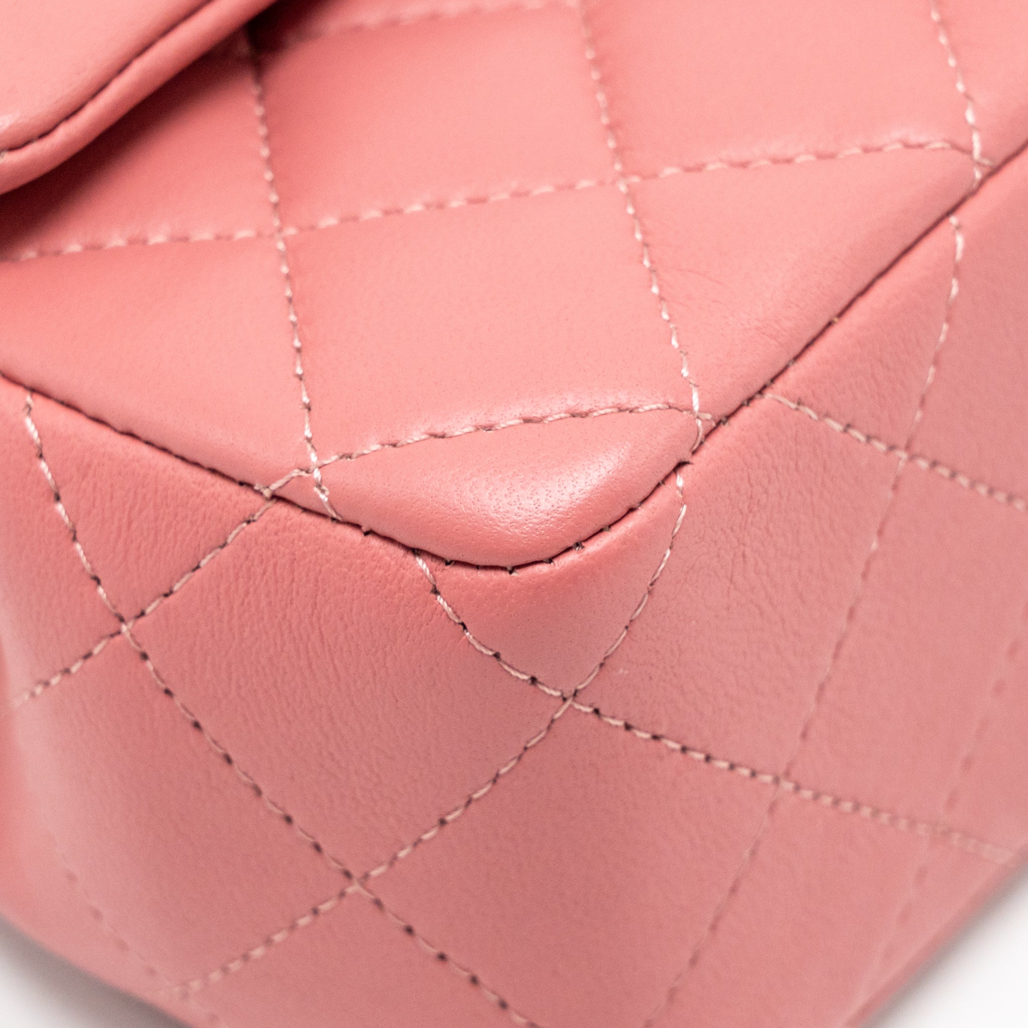 CHANEL MINI RECTANGULAR FLAP BAG LAMBSKIN PINK SHW