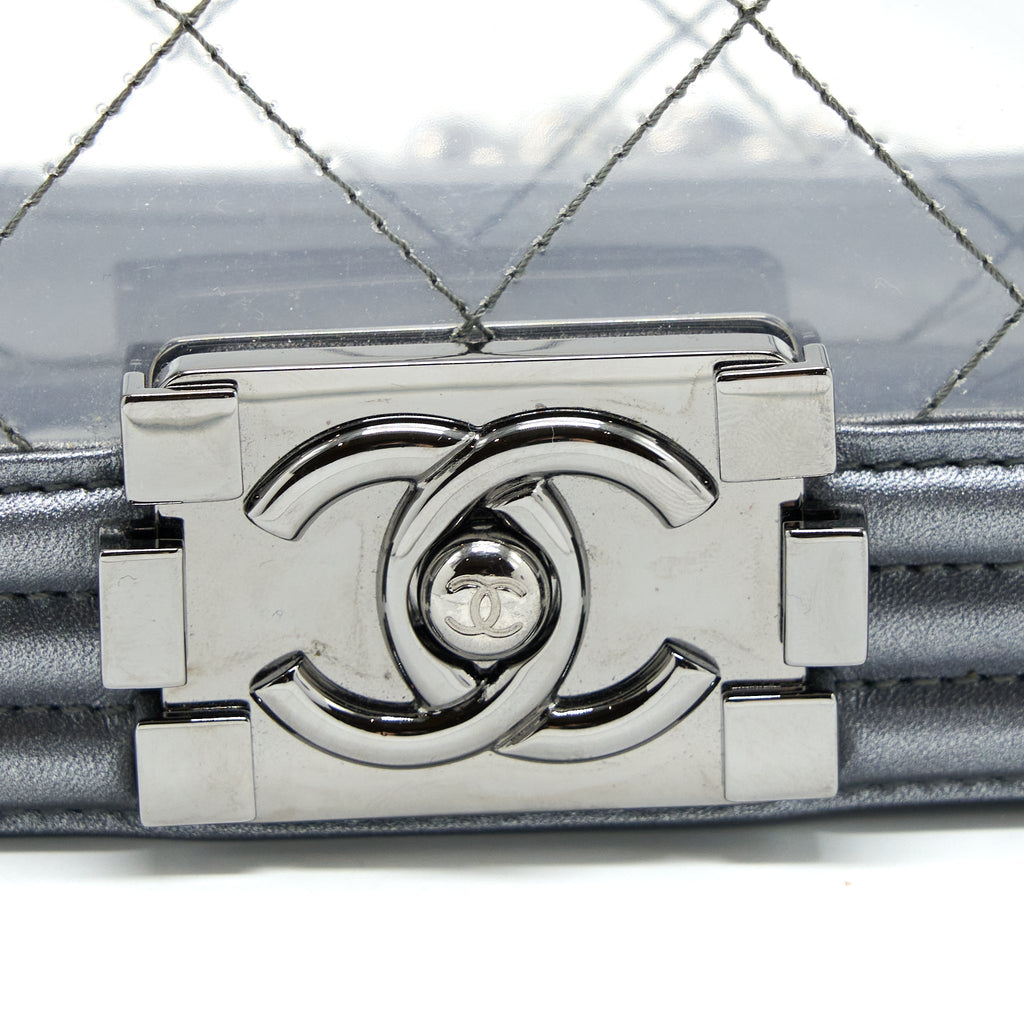 CHANEL SMALL BOY PVC/LAMBSKIN SILVER SHW