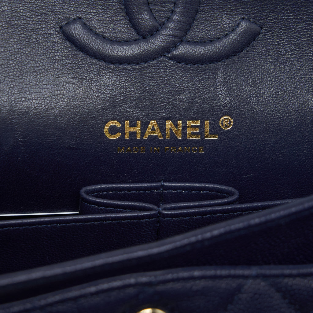 CHANEL SMALL CLASSIC FLAP BAG CAVIAR DARK BLUE LGHW