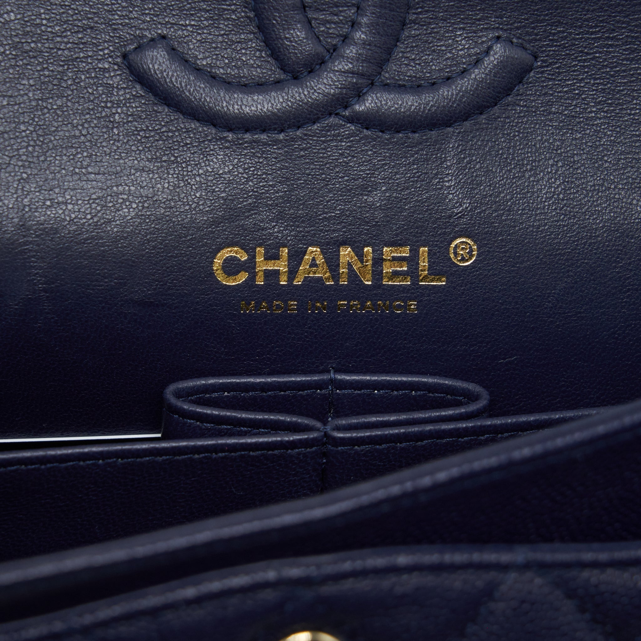 CHANEL SMALL CLASSIC FLAP BAG CAVIAR DARK BLUE LGHW