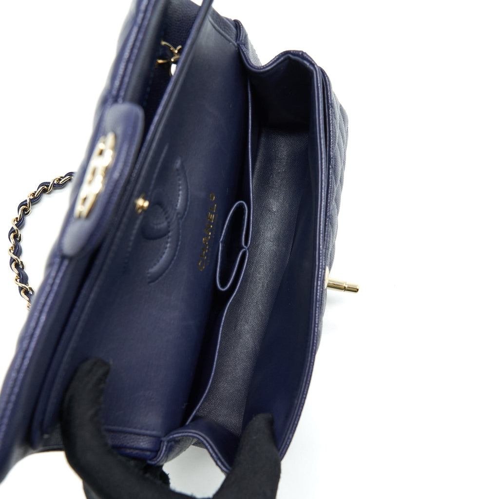 CHANEL SMALL CLASSIC FLAP BAG CAVIAR DARK BLUE LGHW