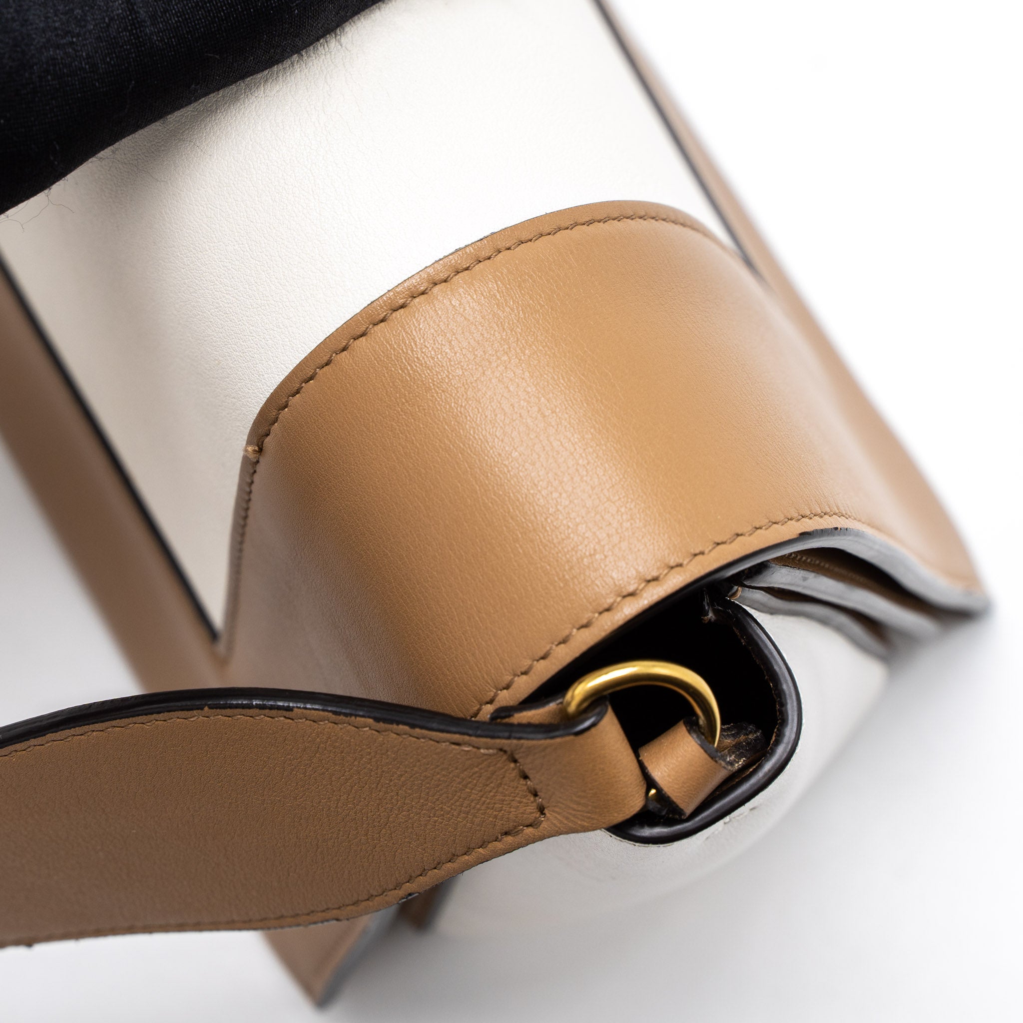 CELINE FRAME BAG CALFSKIN CREAM/BROWN BRUSHED GHW