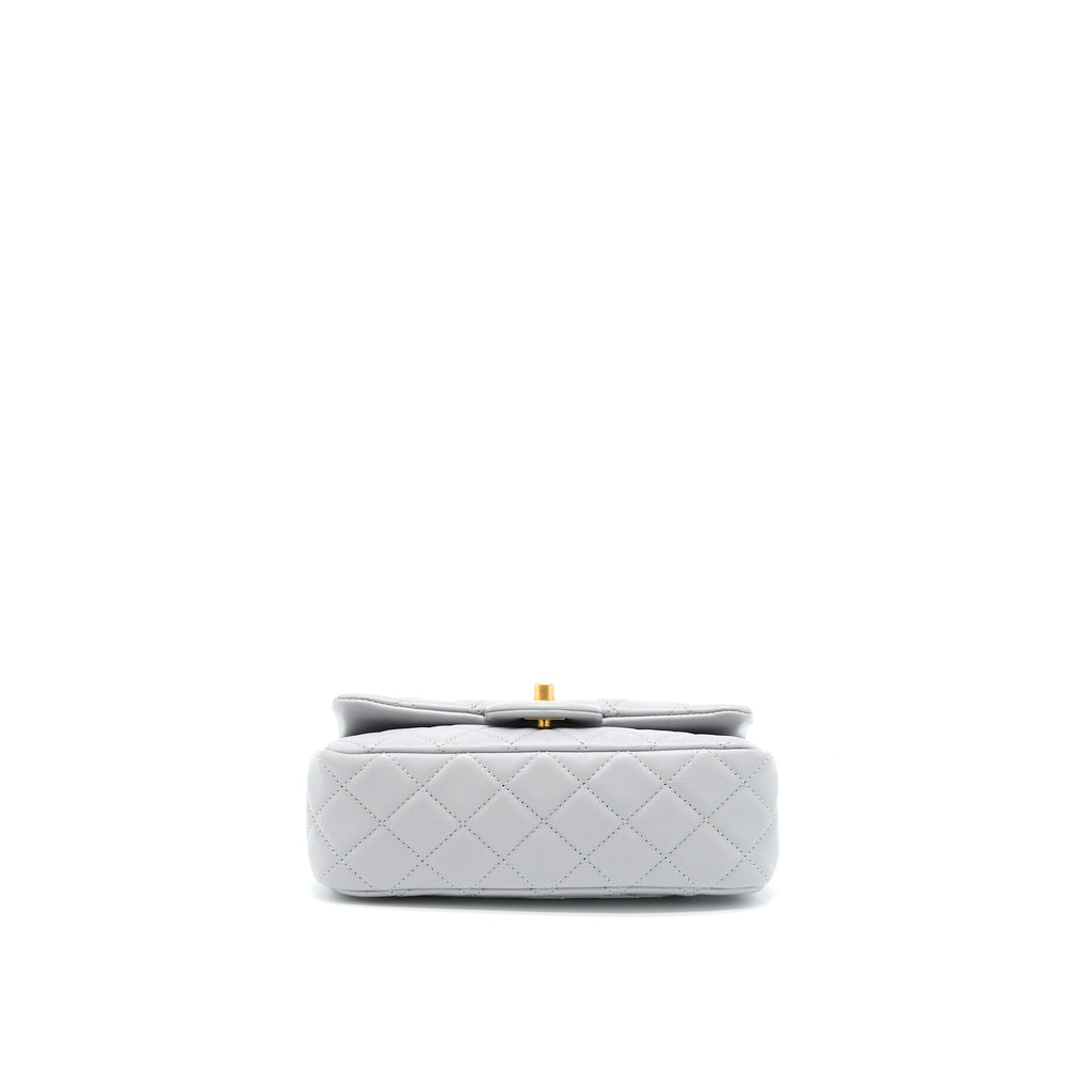 CHANEL 21B PEARL CRUSH MINI RECTANGULAR FLAP BAG LAMBSKIN GREY GHW (MICROCHIP)