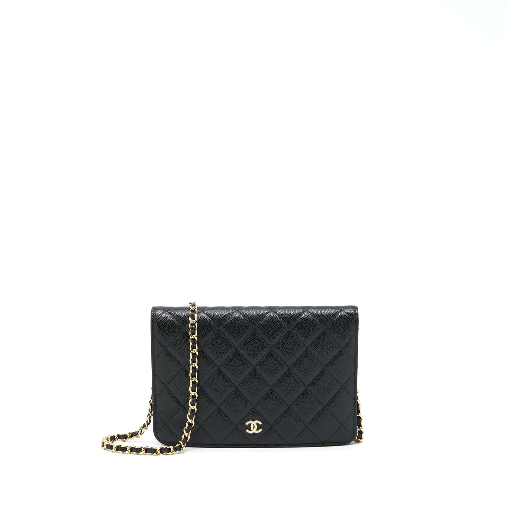 CHANEL 2 IN 1 WALLET ON CHAIN CAVIAR BLACK GHW