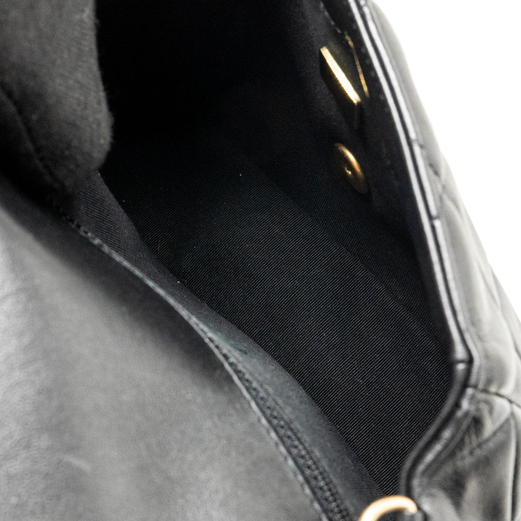 CHANEL QUILTED MINI FLAP BAG WITH DETAILED CHAIN LAMBSKIN BLACK GHW (MICROCHIP)
