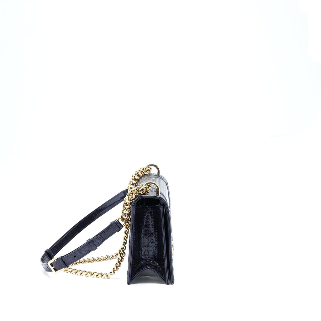 DIOR MEDIUM DIORAMA CALFSKIN METALLIC NAVY LGHW