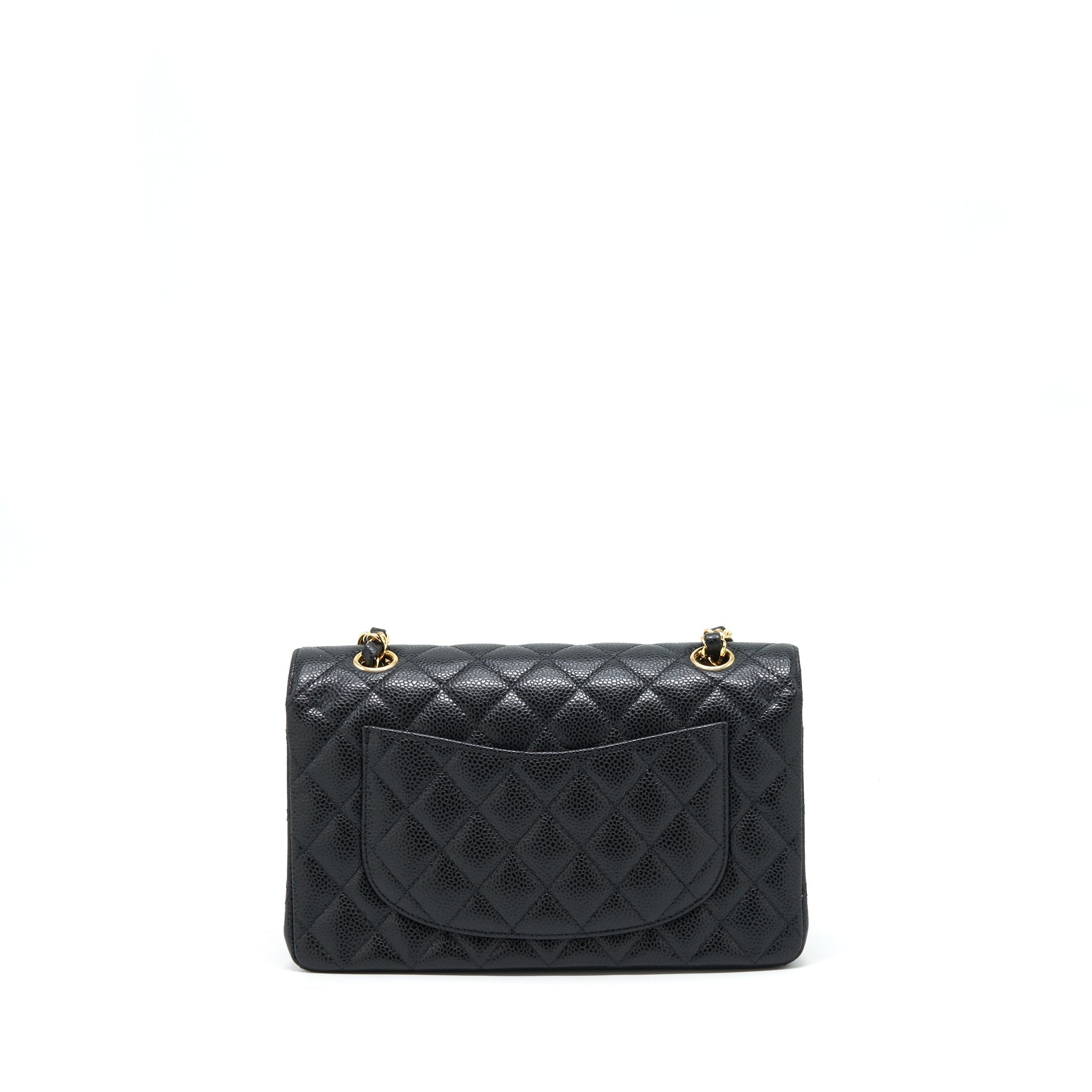 CHANEL SMALL CLASSIC DOUBLE FLAP BAG CAVIAR BLACK GHW (MICROCHIP)