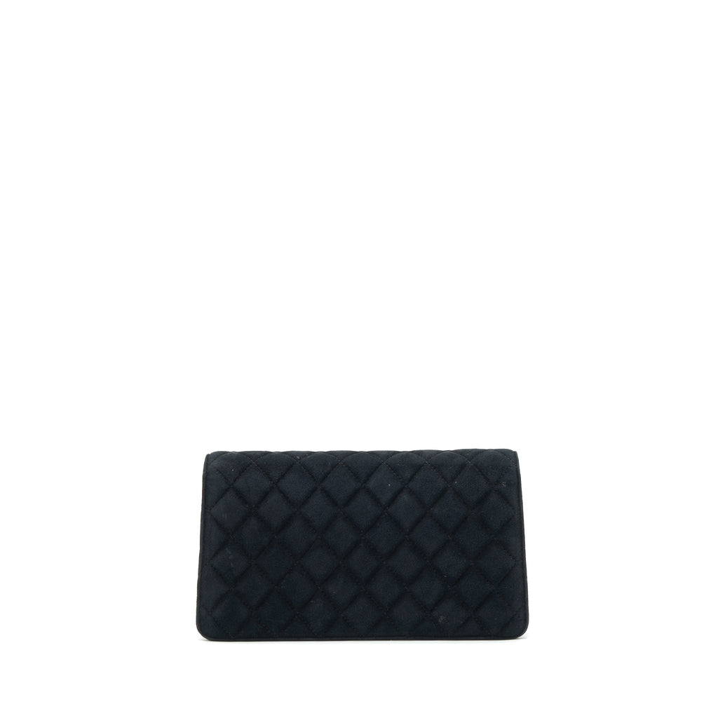 CHANEL QUILTED VELVET CC LOGO FLAP BAG BLACK LGHW