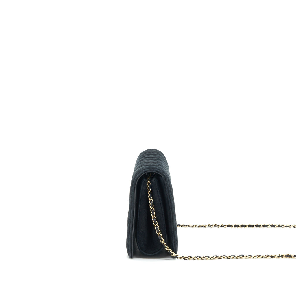 CHANEL QUILTED VELVET CC LOGO FLAP BAG BLACK LGHW