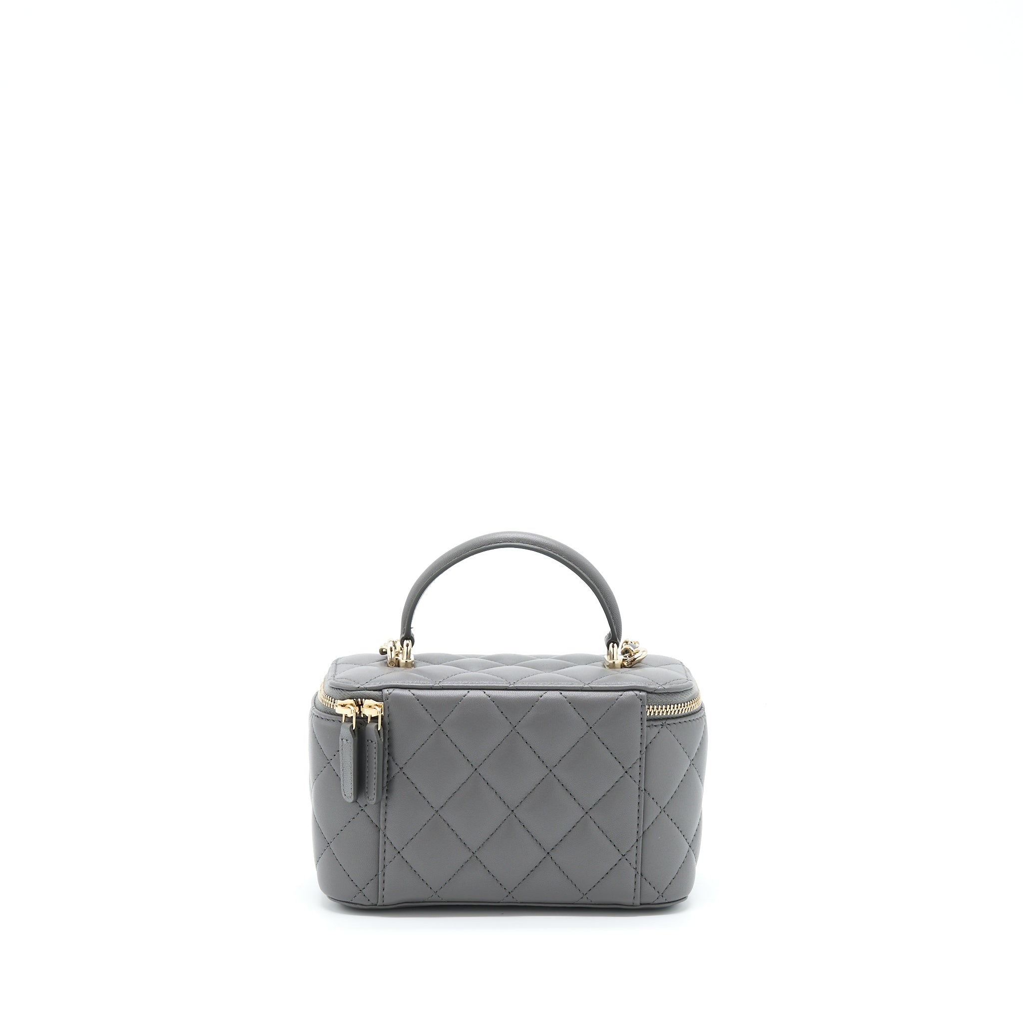 CHANEL 22A TOP HANDLE LONG VANITY WITH CHAIN GREY GHW