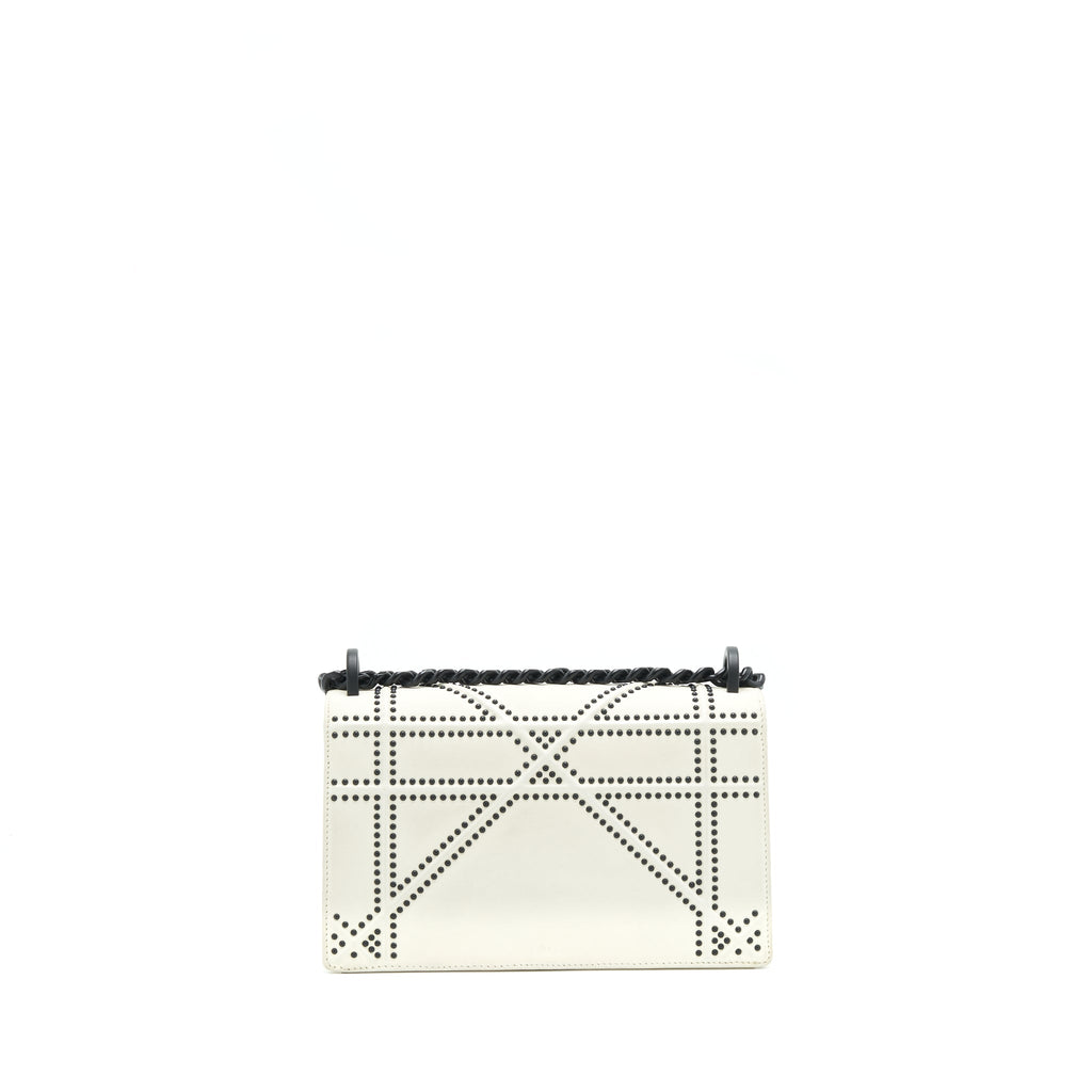 DIOR SMALL DIORAMA STUDDED WHITE WITH BLACK HARDWARE