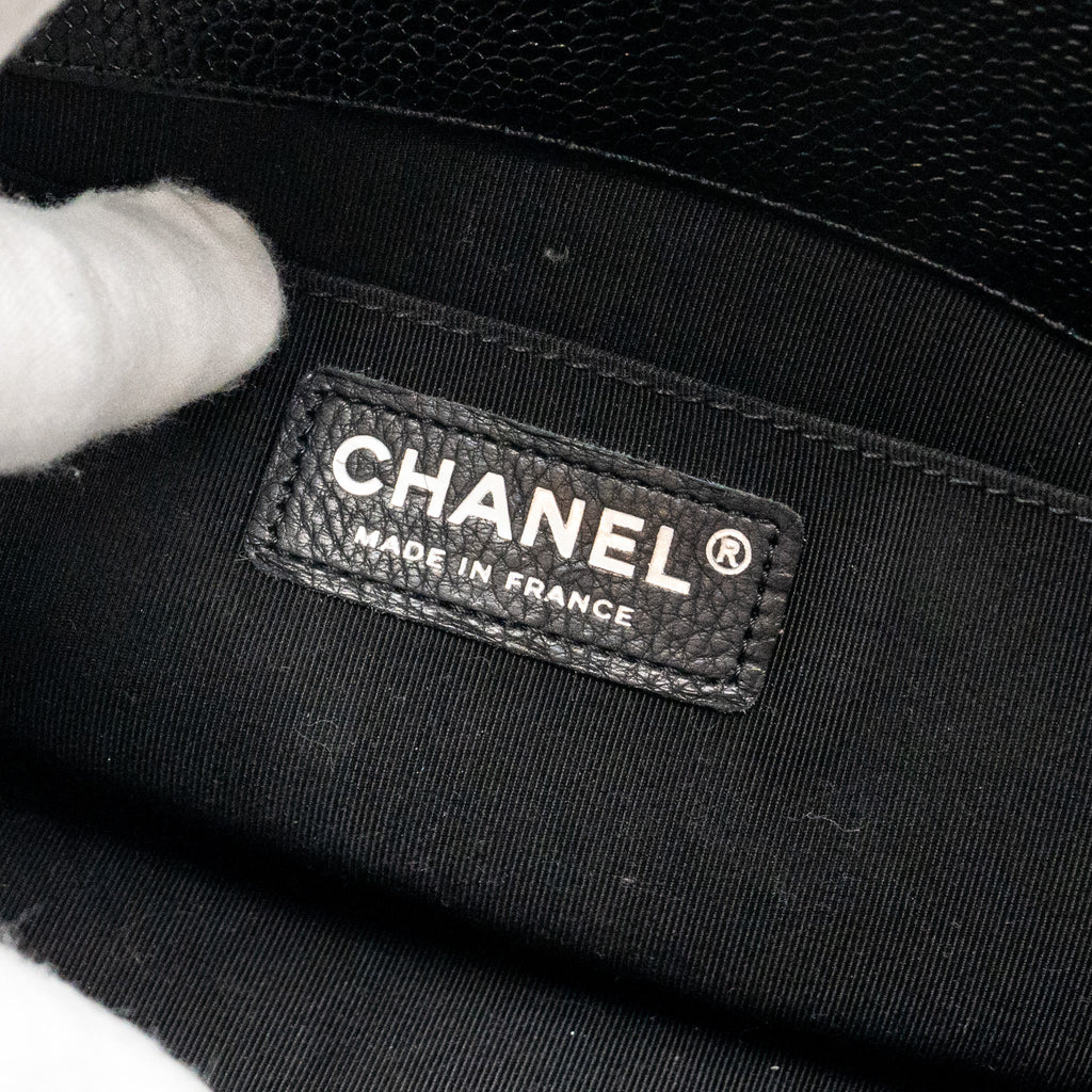 CHANEL CHEVRON MEDIUM BOY BAG CAVIAR BLACK SHW
