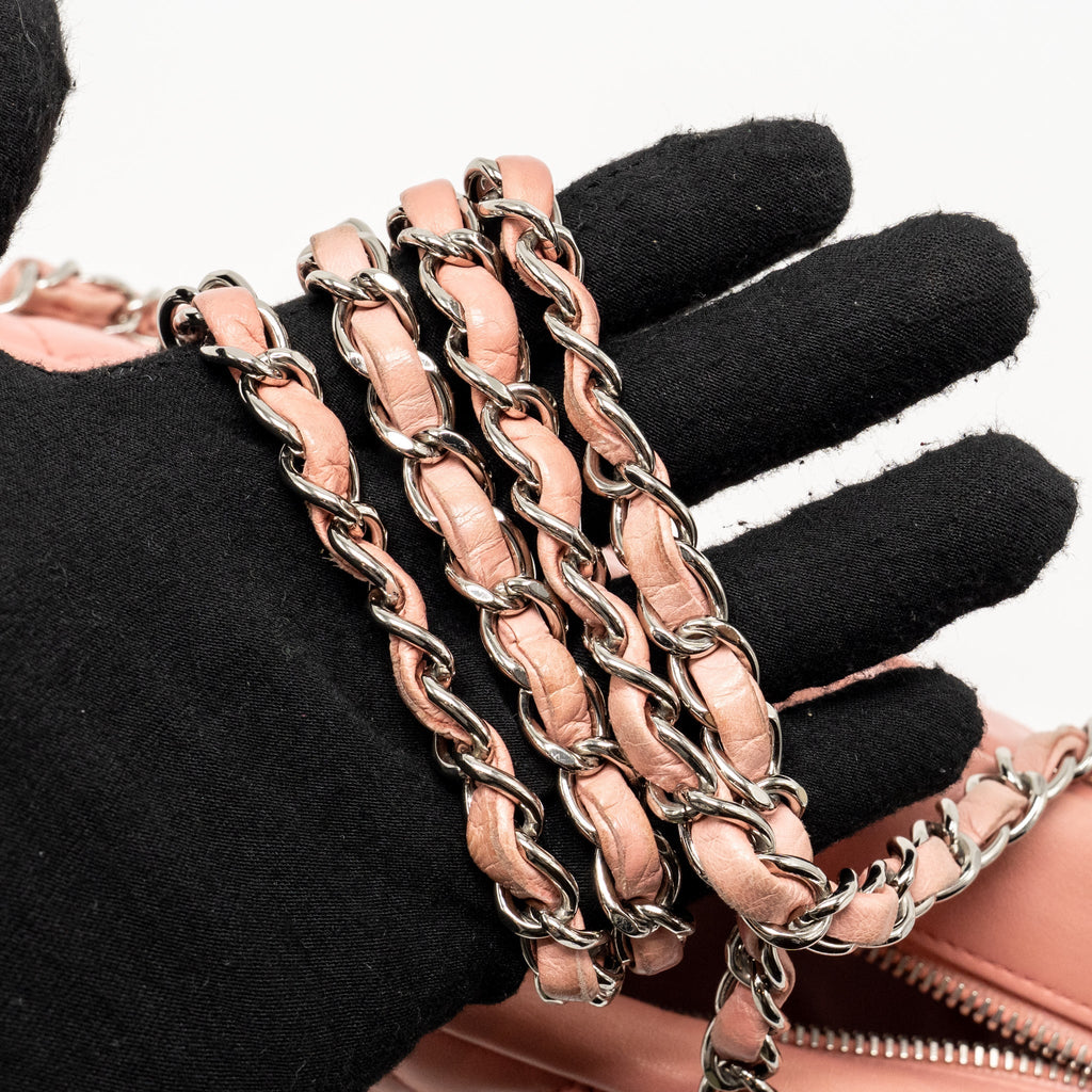 CHANEL CC CAMERA CASE WITH CHAIN LAMBSKIN PINK SHW