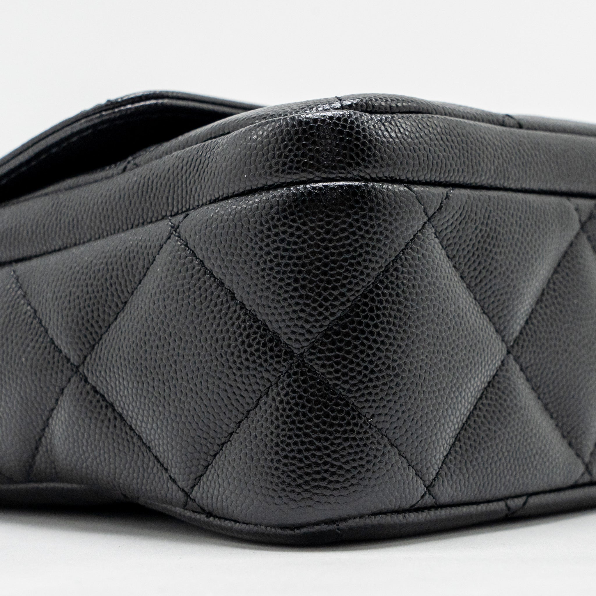 CHANEL 24B QUILTED FLAP BAG CAVIAR BLACK GHW(MICROCHIP)