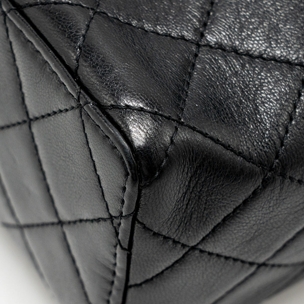 CHANEL 22K RETRO CLASSIC NEW SQUARE LARGE FLAP BAG GOATSKIN BLACK GHW (MICROCHIP)