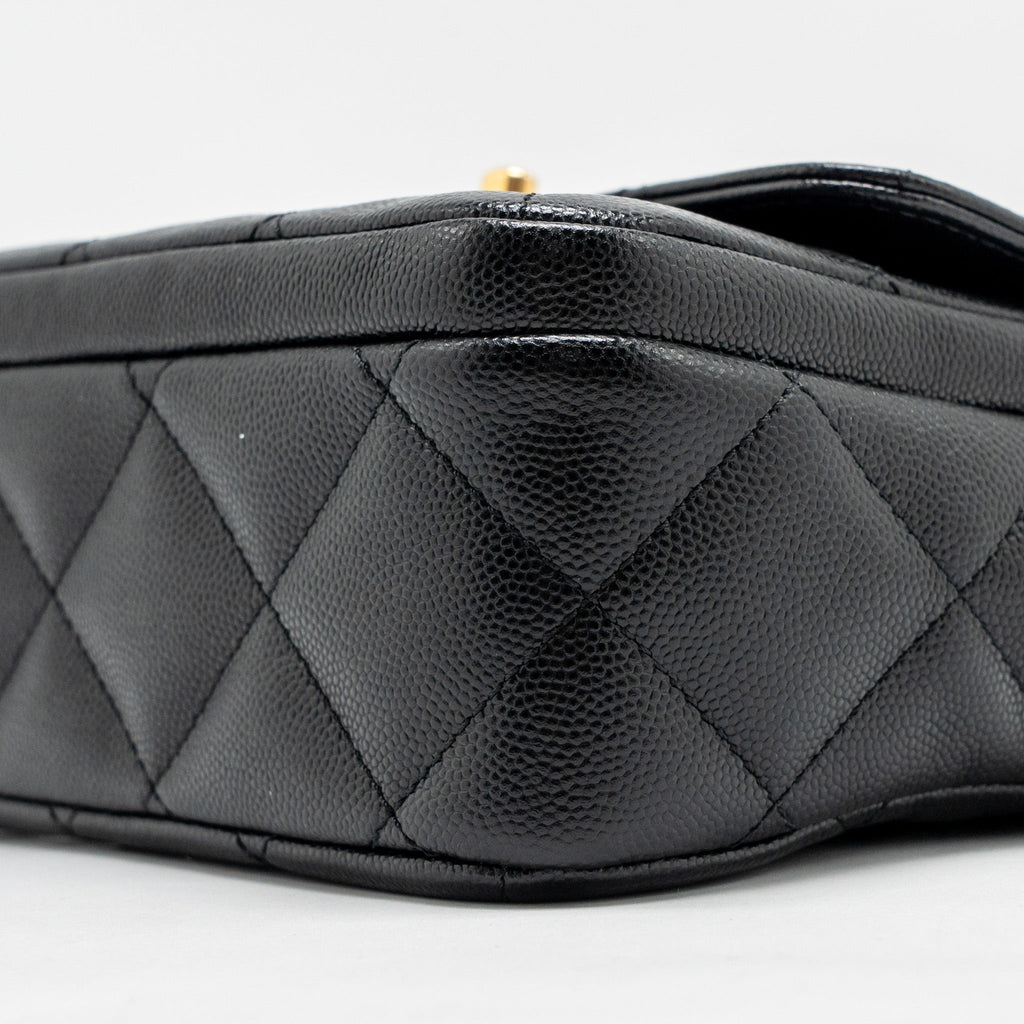 CHANEL 24B QUILTED FLAP BAG CAVIAR BLACK GHW(MICROCHIP)