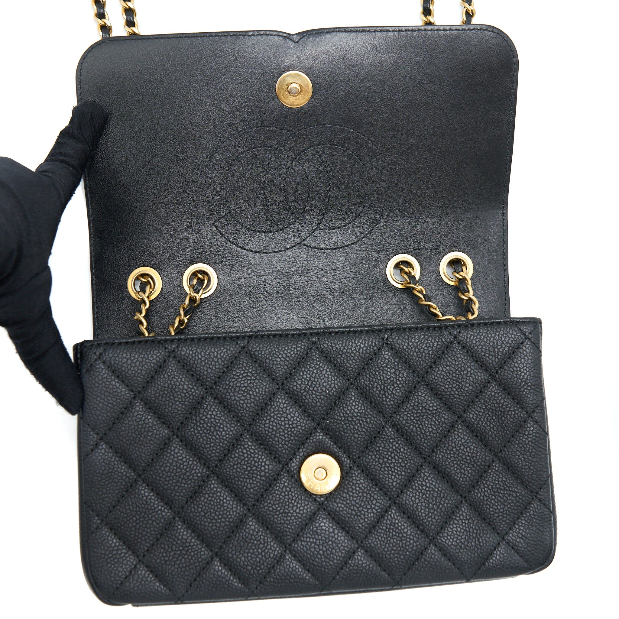 CHANEL FILIGREE FLAP BAG CAVIAR BLACK GHW