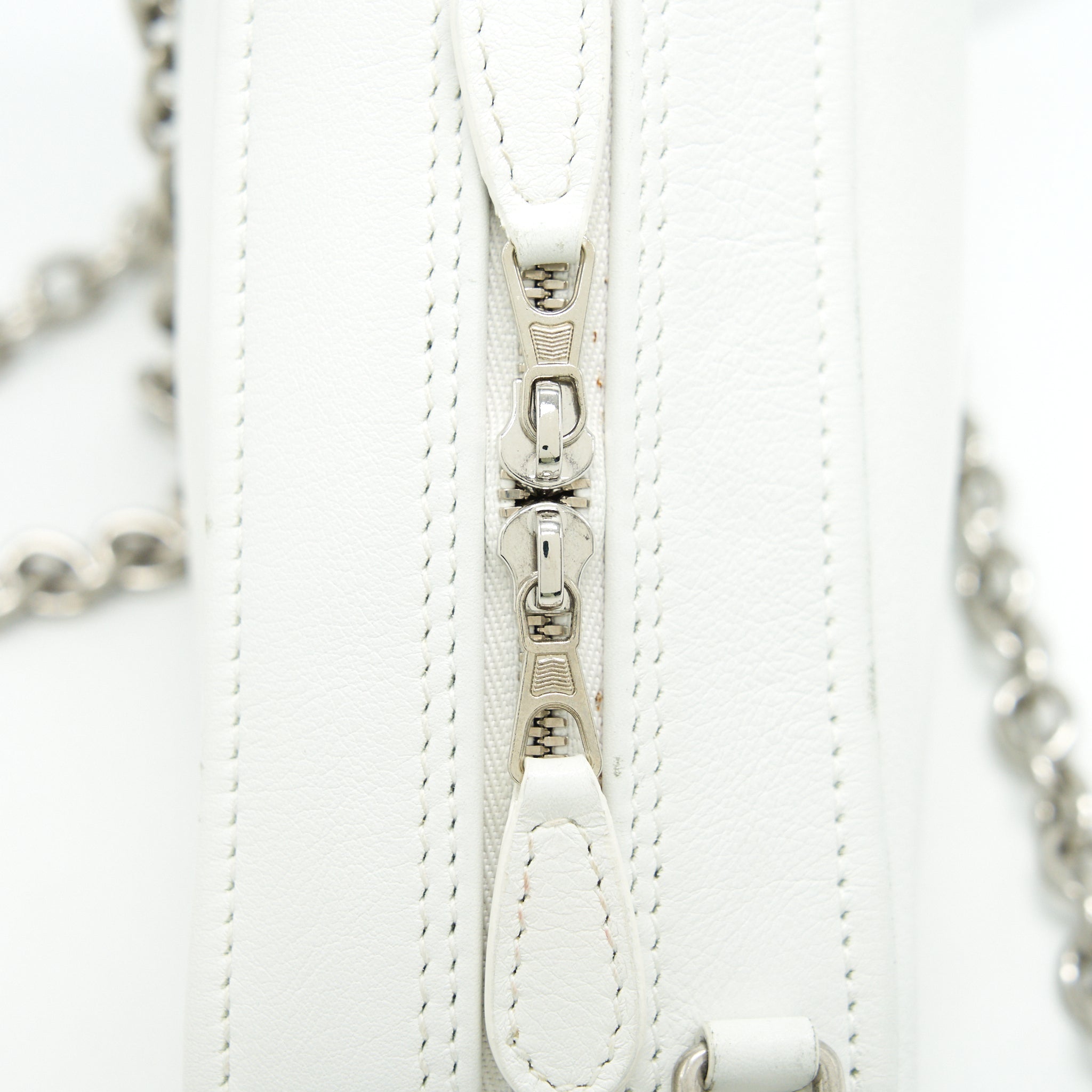 BALENCIAGA TRIANGLE MINI CHAIN CROSSBODY BAG WHITE